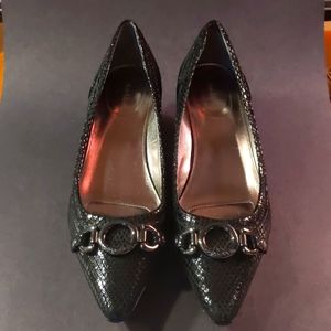 Calvin Klein black textured heels with metal silver details